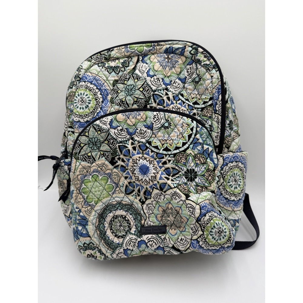 Vera Bradley Essential Backpack Sketched Medallion Quilted Blue Green Floral